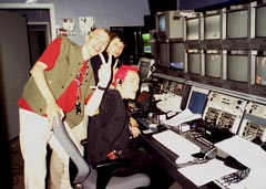 Some of the AssemblyTV crew members. From left Toni Syv�nen, Kim Viljanen and Ville 'Wiba' Vat�n.