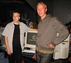 It's me and Heikki Anttila posing for a photograph at Assembly'02.