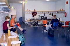 Music jury at nighttime in the arena's underground floor.