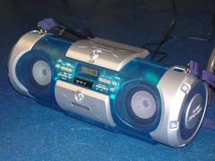 This JVC boom box was this year's audio playback device. Earlier years the situation hasn't been even this good.