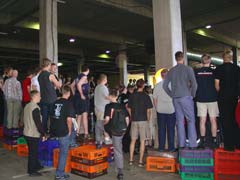 The 'Robo war' demonstration competition was extremely popular, as seen in this photo.