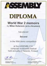 World War II memoirs award diploma.